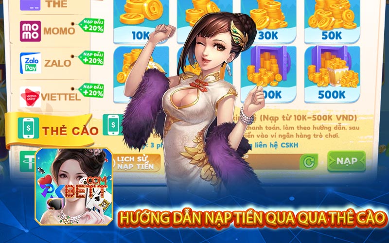 Hướng dẫn nạp tiền qua qua thẻ cào