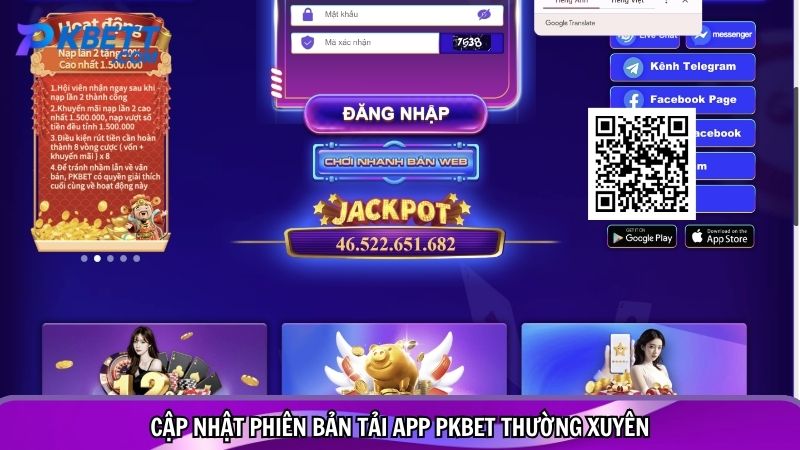 Cập nhật phiên bản tải app PKBET thường xuyên
