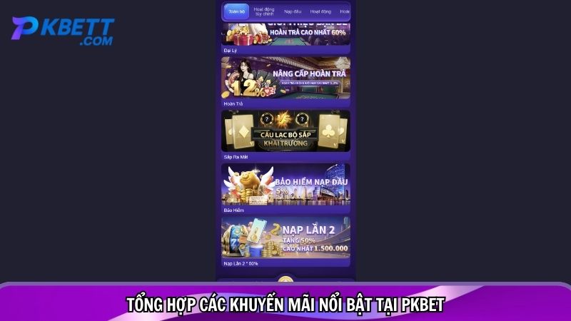 Tổng hợp các khuyến mãi nổi bật tại PKBET